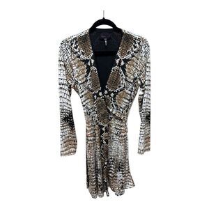 Hale Bob Women's Long Sleeve Snake Print Wrap Dress. Sz Small